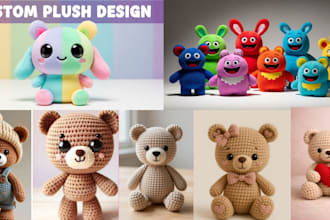 design custom plush toy, cute plushie, stuffed animal and amigurumi crochet