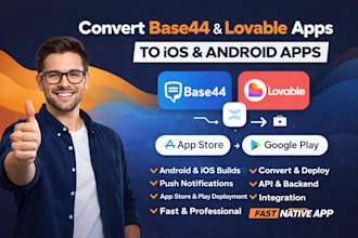 convert base44 or loveable app to capacitor native IOS and android app publish