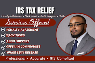 help with irs tax resolution, tax relief, audit, back taxes and penalty abetment