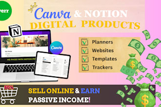 design professional notion templates planner or canva digital products