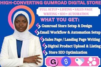 setup gumroad store, digital product listing, payhip, stan store, gumroad SEO