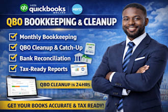 do quickbooks online bookkeeping, qbo cleanup, bank reconcile and payroll