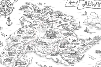 vector map illustration custom map design dnd game map city site map fantasy map