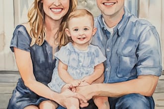 custom watercolor family portrait