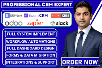 setup odoo erpnext frappe crm suitecrm fluentcrm with zapier automation