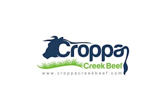 design pet selling beef direct logo with and love of animals
