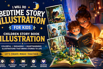 do bedtime story illustration for kids children story book illustration