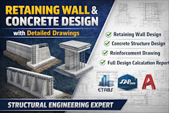 design retaining walls concrete structures with detailed drawings