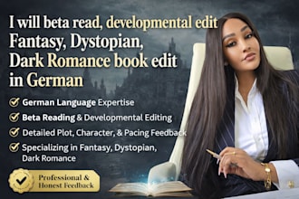 beta read developmental edit fantasy dystopian dark romance book edit in german