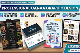 canva restaurant food menu business card ebook writer social media post planner
