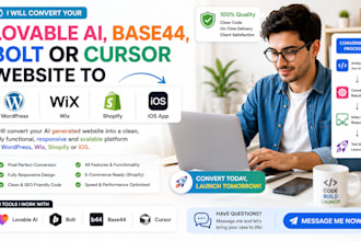 convert lovable ai base44 bolt cursor website to wordpress app wix shopify ios