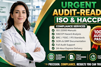 create urgent, audit ready iso 22000, haccp, and brc food safety documentation