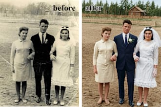 do professional photo restoration and face swap