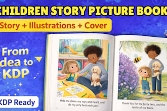 design children story book illustration and children picture book cover for KDP
