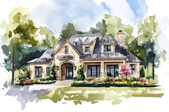watercolor a house portrait