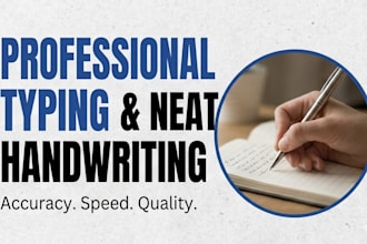provide data entry and typing and beautiful handwriting services
