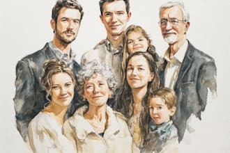 create a watercolor family portrait