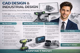 cad design industrial design reverse engineering mockup rendering, scan cleanup