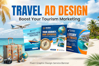 design modern travel agency and toursim marketing ads