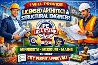 licensed architect and structural engineer usa pe stamp in minnesota missouri