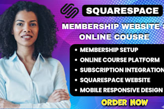 design squarespace membership website online course, subscription website design