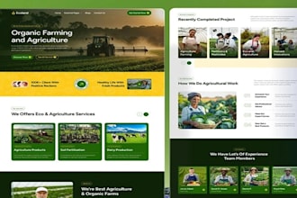 design modern farmer website, agriculture website and landing page