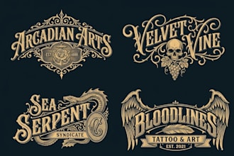 do awesome vintage victorian and tattoo etc logo design