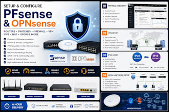 setup pfsense, opnsense, configure, routers switches firewall VPN ipv6 nat gpon