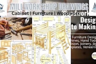 create millwork shop drawings, cabinet design and woodworking plans