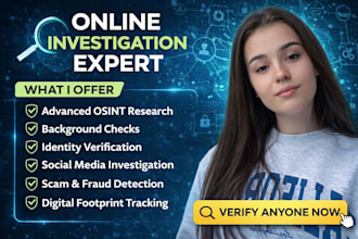 online investigation osint research, background check and identity verification