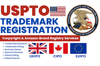 do trademark registration and search, uspto filling patent brand name, copyright