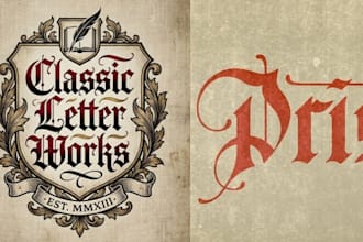 design professional logo in old english calligraphic font