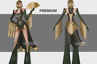 design a unique character and high fashion outfit