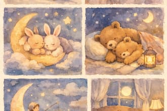 create magical bedtime story illustrations for childrens books