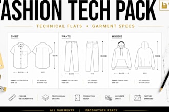 design professional fashion tech packs and garment specs for your brand
