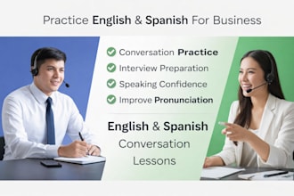 teach business english and spanish conversation practice