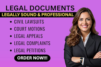 draft lawsuits, motions, appeals and petitions