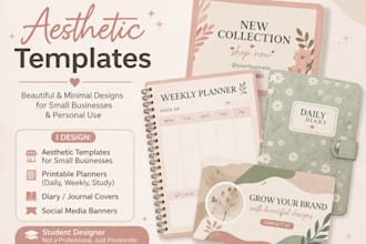 create aesthetic templates and diary covers and banners