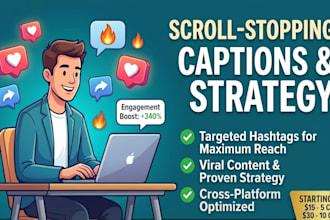 write data driven captions with strategic hashtags