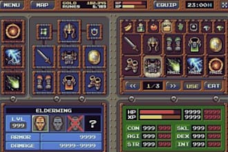 design pixel art gui, hud, health bar, gui icons user interface, game assets