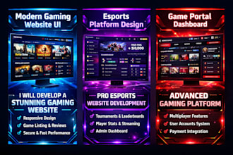 develop gaming website, esports website, gaming platform, portal website, unity
