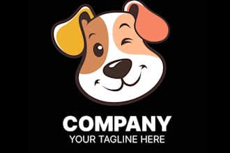 do high quality puppies mascot logo with t shirt design