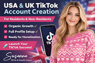 create USA and UK tiktok account for resident and non resident