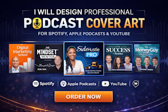 design modern podcast cover art podcast logo for spotify apple podcast branding