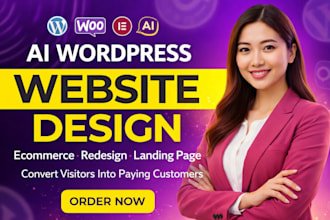 design ai wordpress website, ecommerce website or redesign website, landing page