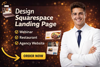 design squarespace landing page for webinar restaurant and agency website