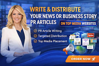 get news, business,story, or PR article professionally written, featured on top