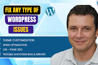fix wordpress website issues fix bugs  update security  and optimize for seo
