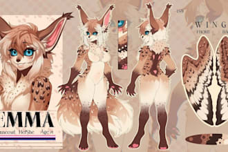 custom furry reference sheet fursona design anthro character oc, furry ref sheet
