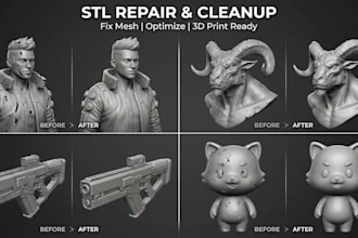 edit 3d file stl scan cleanup repair mesh 3d modify, optimize 3d model printing